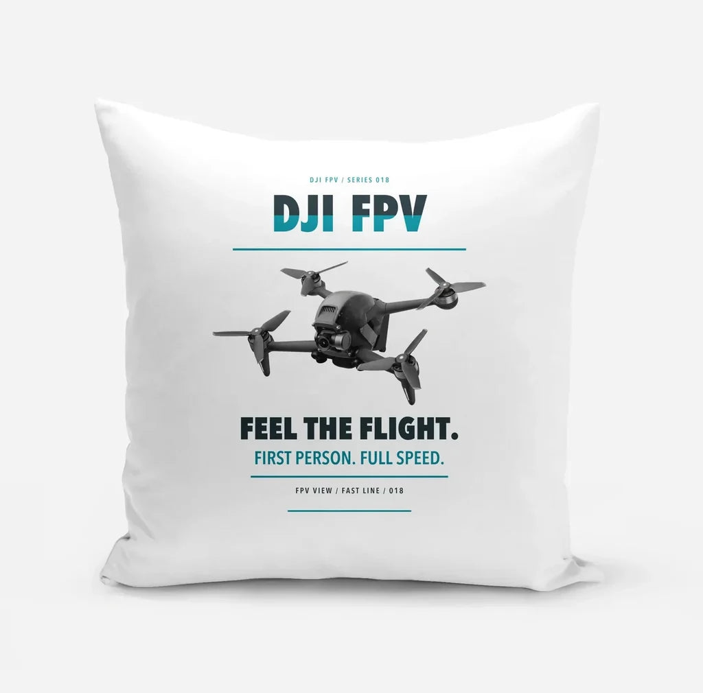 DJI FPV design on white pillow