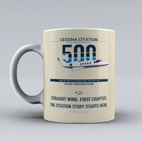 Thumbnail for Cessna Citation 500 - Citation I design on beige ceramic mug, double-side print