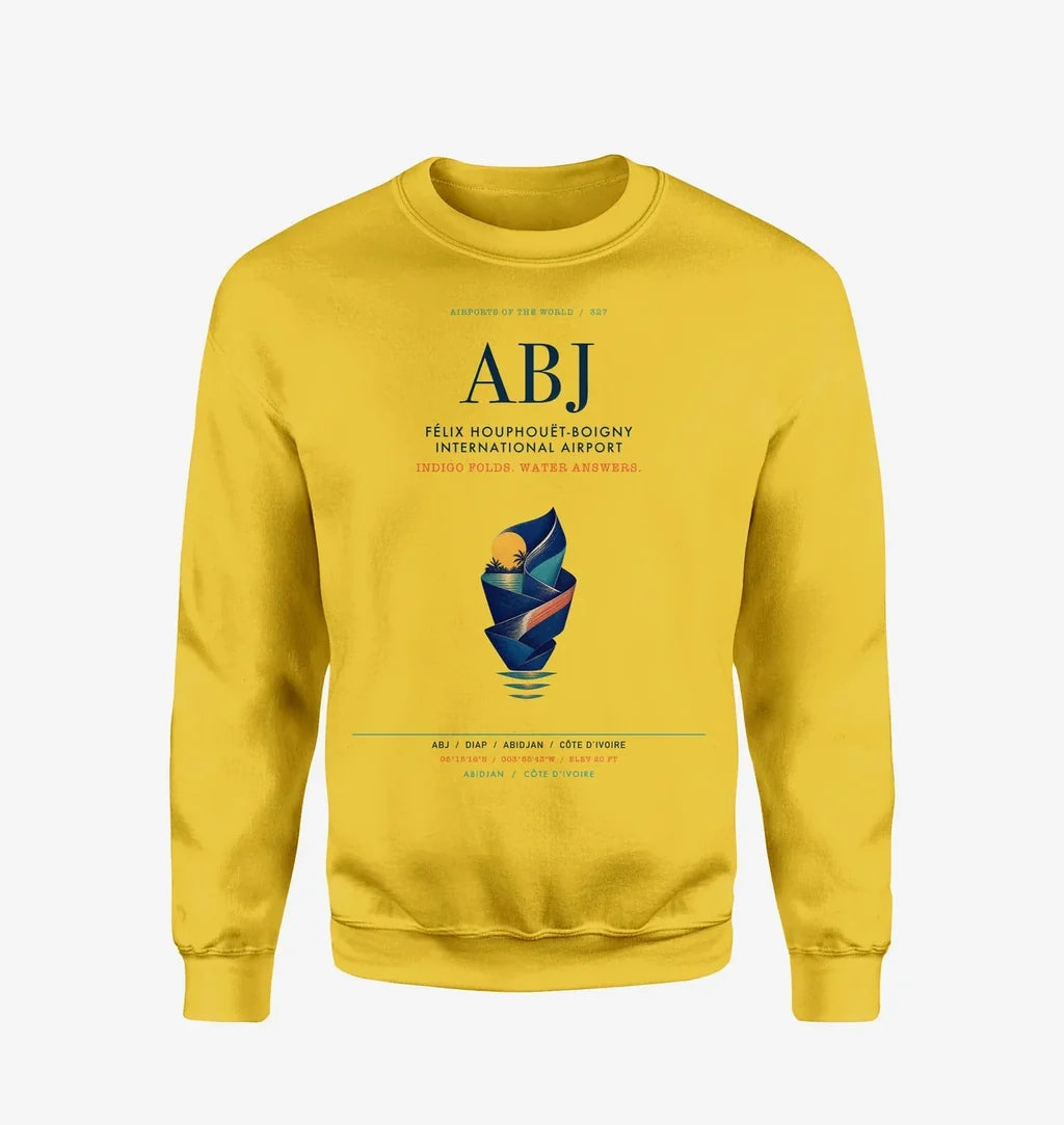 Félix Houphouët-Boigny International Airport (ABJ) design on yellow sweatshirt