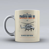 Thumbnail for HAL ALH Dhruv Mk III design on beige ceramic mug, double-side print