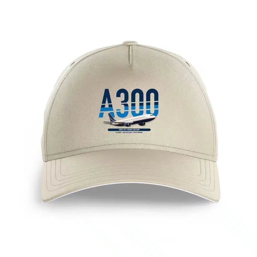 Airbus A300C4-203 design on beige printed hat