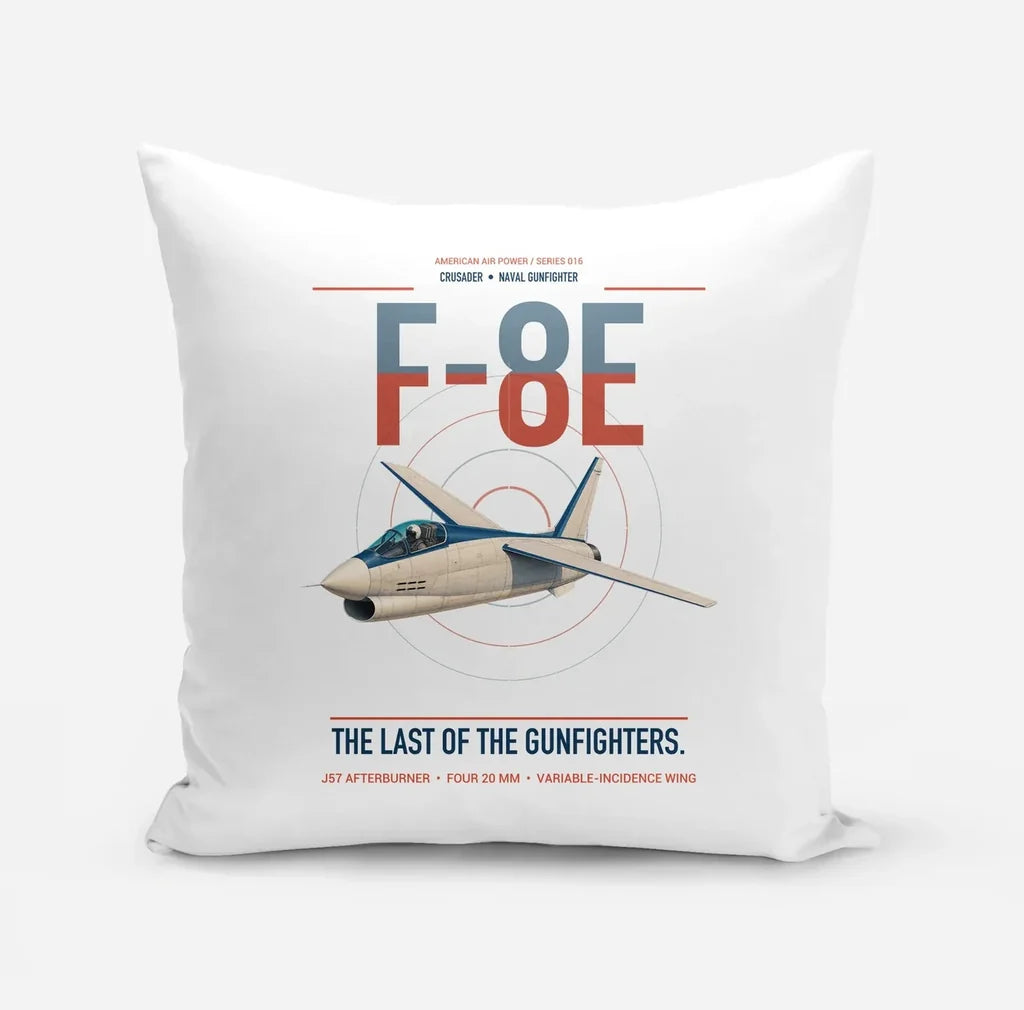 F-8E Crusader design on white pillow