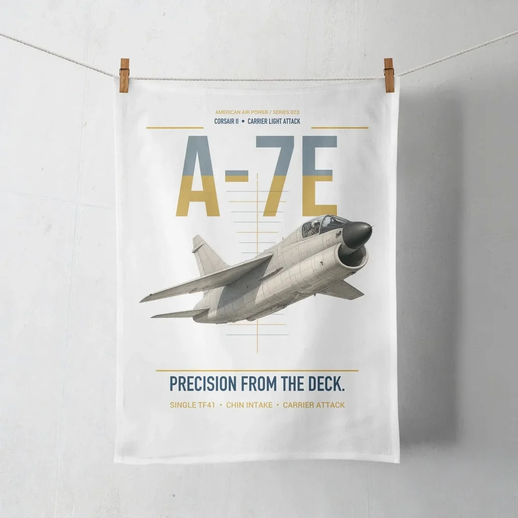 A-7E Corsair II design on white towel