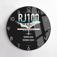 Thumbnail for Avro RJ100 design on black no frame wall clock