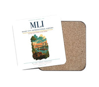 Thumbnail for Quad City International Airport (MLI) design on white 1 piece coaster