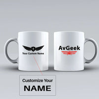 Thumbnail for Avgeek Ceramic White aviation design on ceramic mug, premium ceramic with glazed finish.