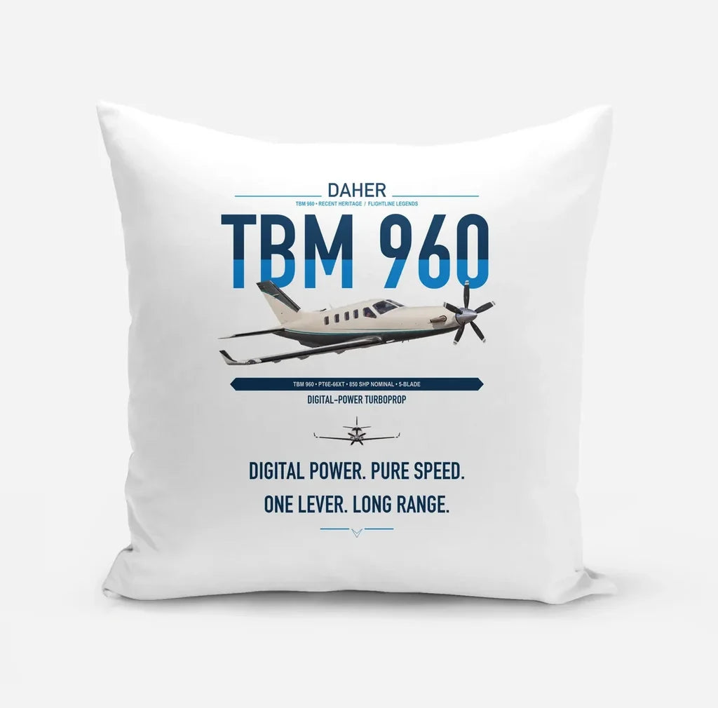Daher TBM 960 design on white pillow