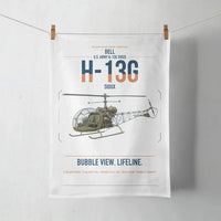 Thumbnail for Bell H-13G Sioux design on white towel