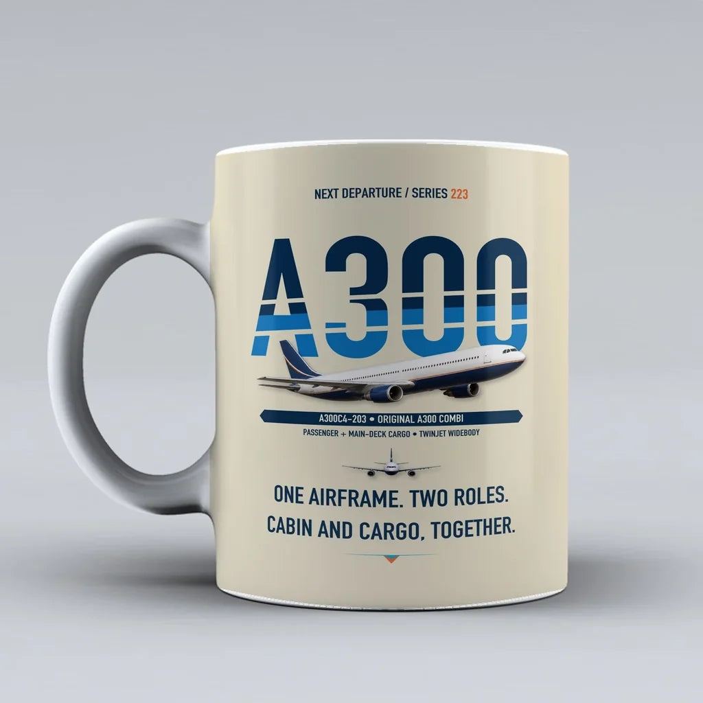 A300C4-203 Mug design on beige airbus