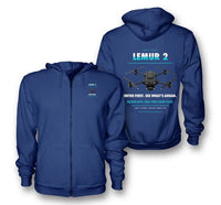 Thumbnail for BRINC LEMUR 2 design on blue zipped hoodie