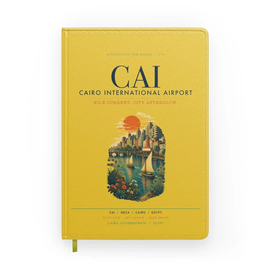 Cairo International Airport (CAI) design on yellow notebook
