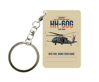 Thumbnail for Sikorsky HH-60G Pave Hawk design on beige designed key chain, double-side print