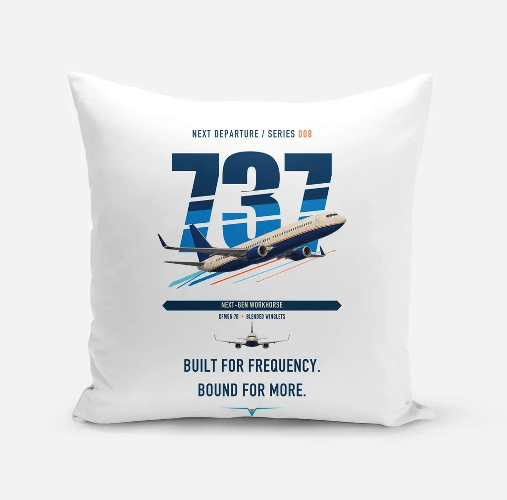 Boeing 737-800 NG design on white pillow