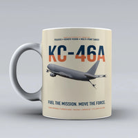 Thumbnail for KC-46A PEGASUS design on beige ceramic mug, double-side print