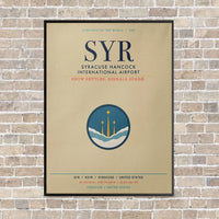 Thumbnail for Syracuse Hancock International Airport SYR vertical canvas print - framed - beige background