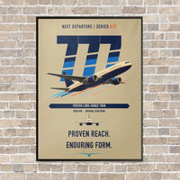 Thumbnail for Boeing 777-200ER vertical canvas print - framed - beige background