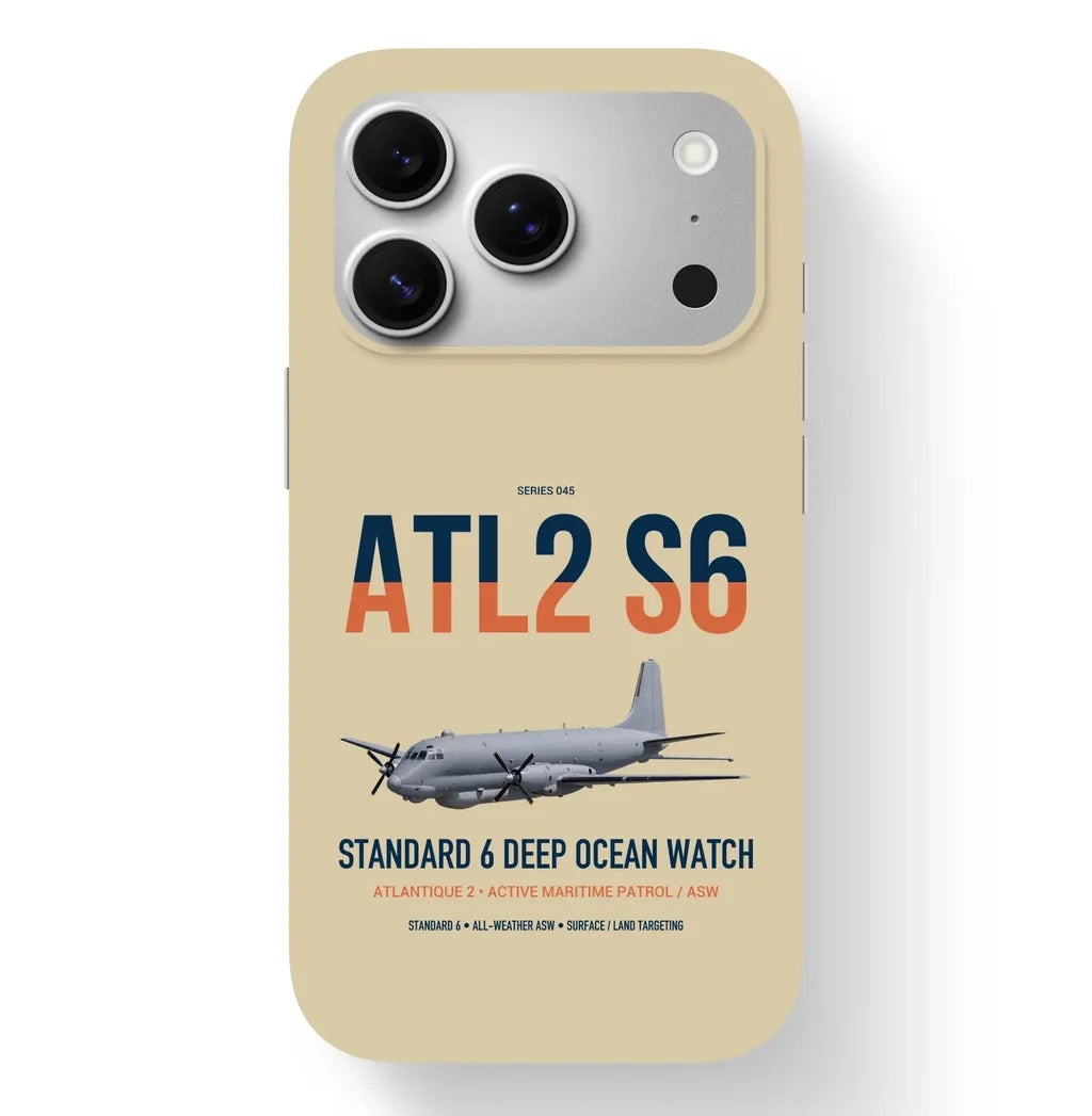 Atlantique 2 Standard 6 design on beige magsafe iphone case, for iPhone 17 Pro