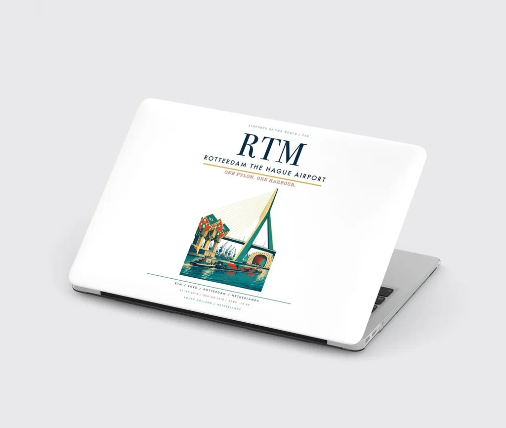 Rotterdam The Hague Airport (RTM) design on white MacBook case