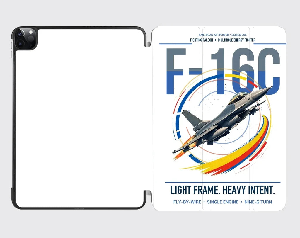 F-16C Fighting Falcon design on white ipad tablet case