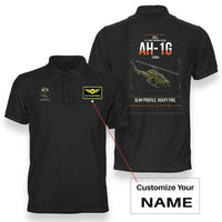 Thumbnail for Bell AH-1G Cobra design on black+name double-side polo t-shirt, double-side print