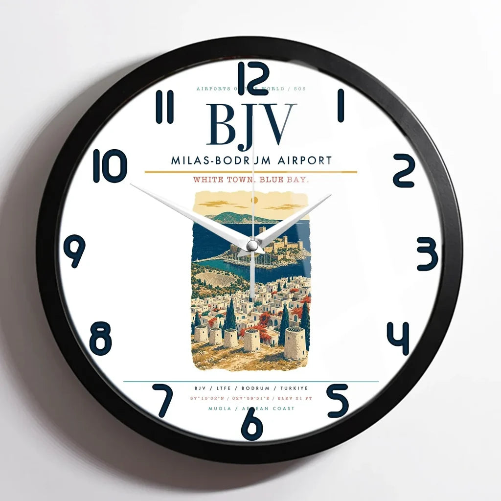 Milas-Bodrum Airport BJV Wall-Clock Framed - White