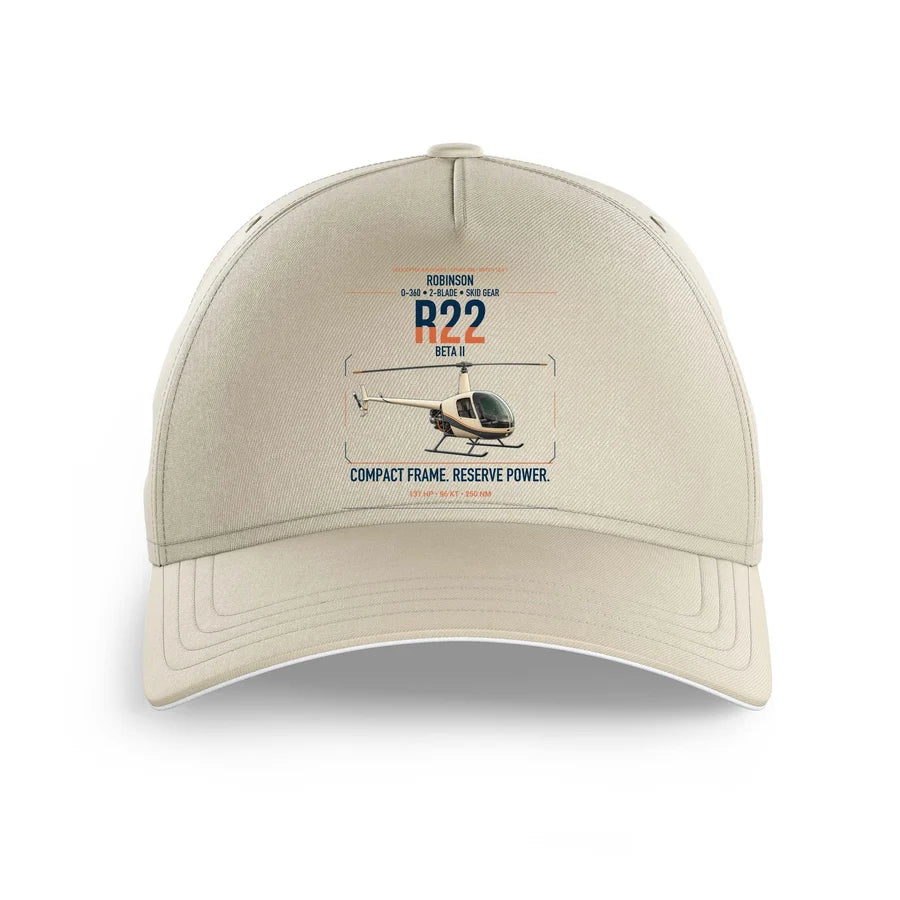 Robinson R22 Beta II design on beige printed hat