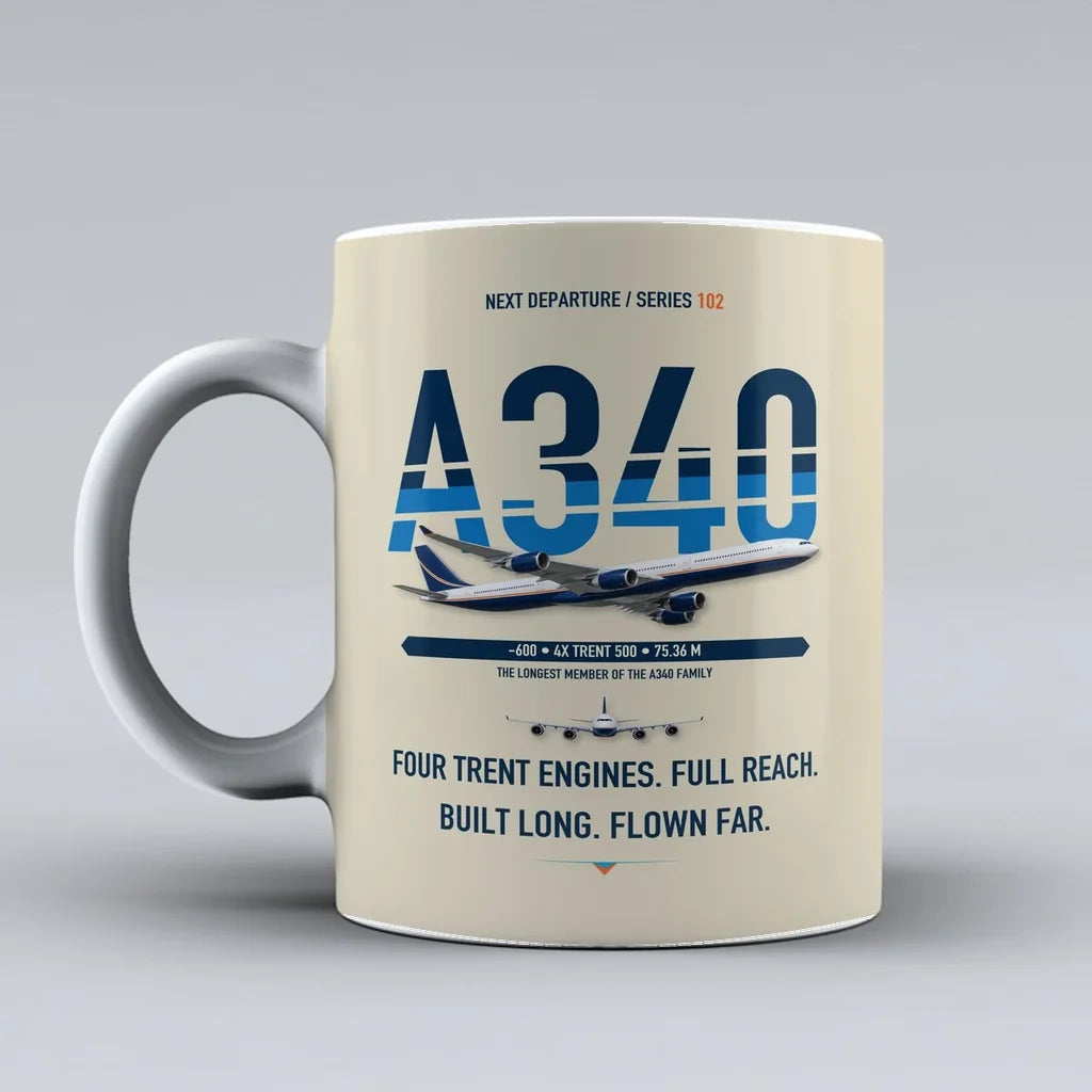 A340-600 Mug design on beige airbus