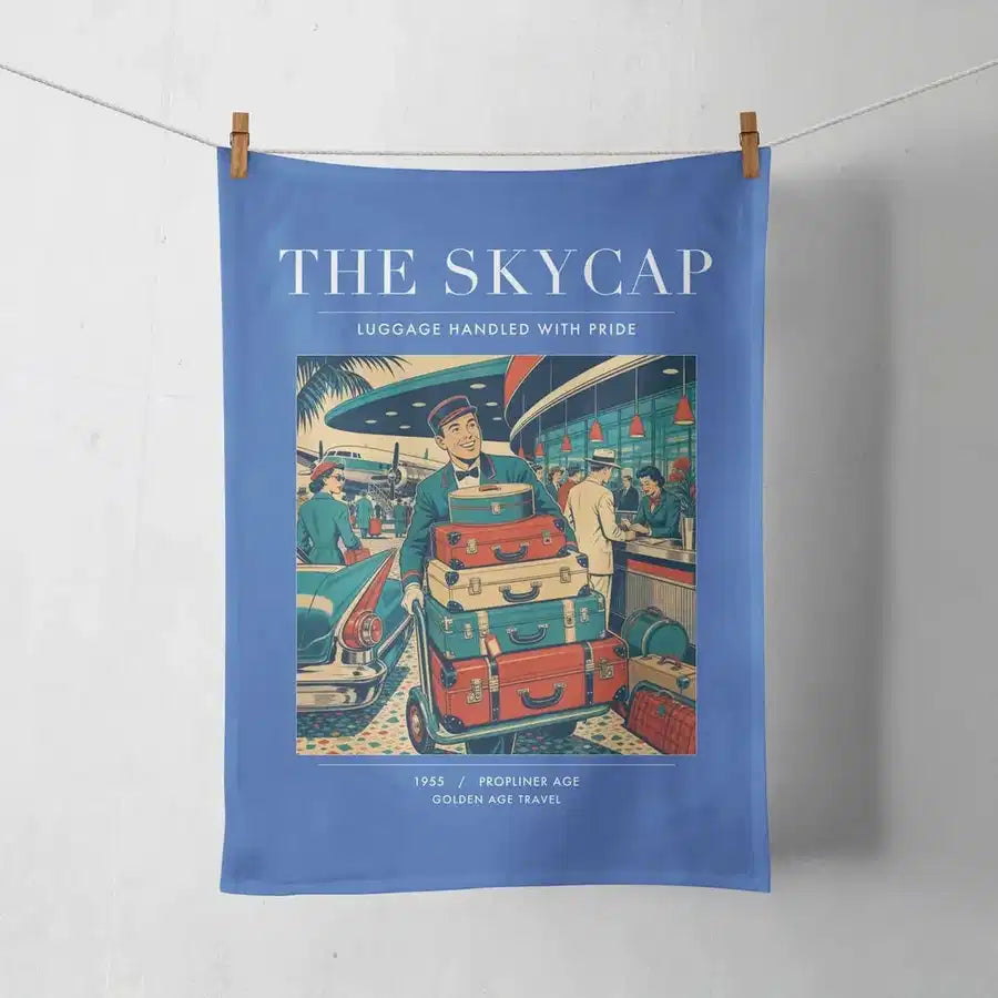 VINTAGE G4101 - The Skycap - Designed Towels design on blue