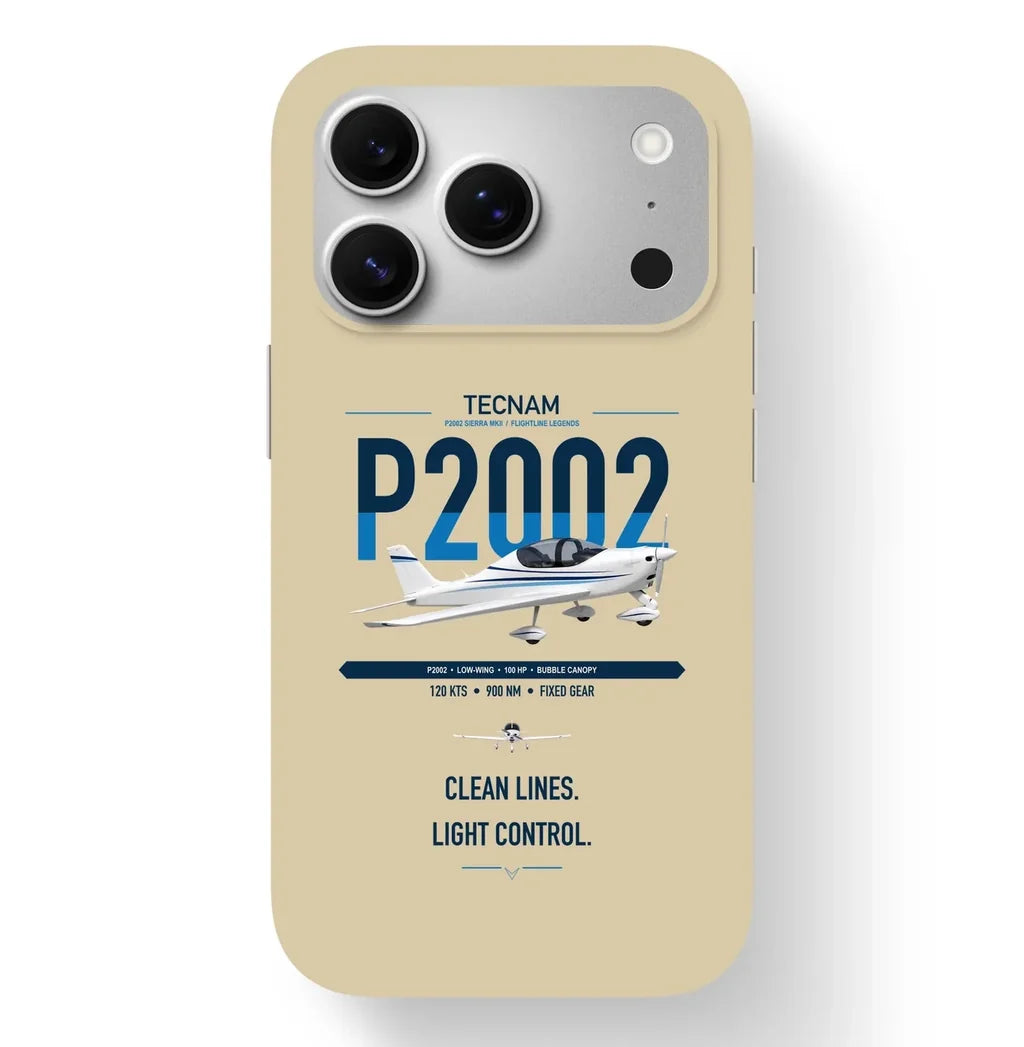 Tecnam P2002 Sierra MkII design on beige magsafe iphone case, for iPhone 17 Pro