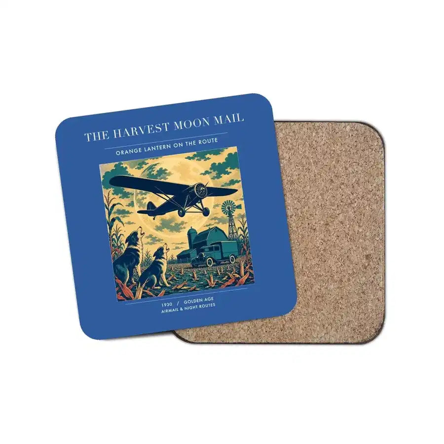 The Harvest Moon Mail - Designed Coasters design on blue 1-piece