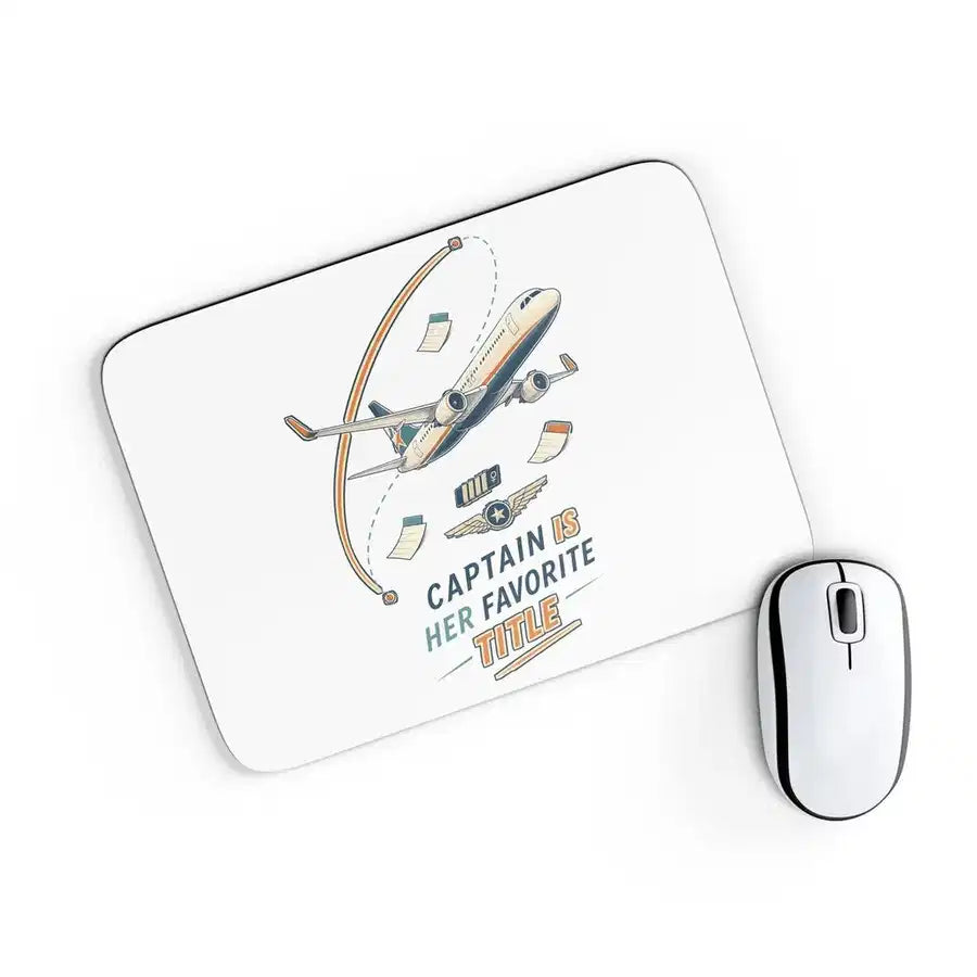 Captain Is Her Favorite Title design on white rectangle mouse pad