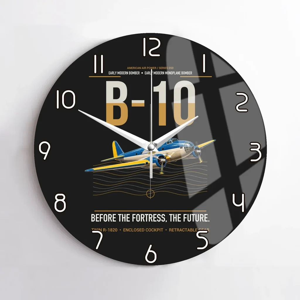 Martin B-10 design on black no frame wall clock