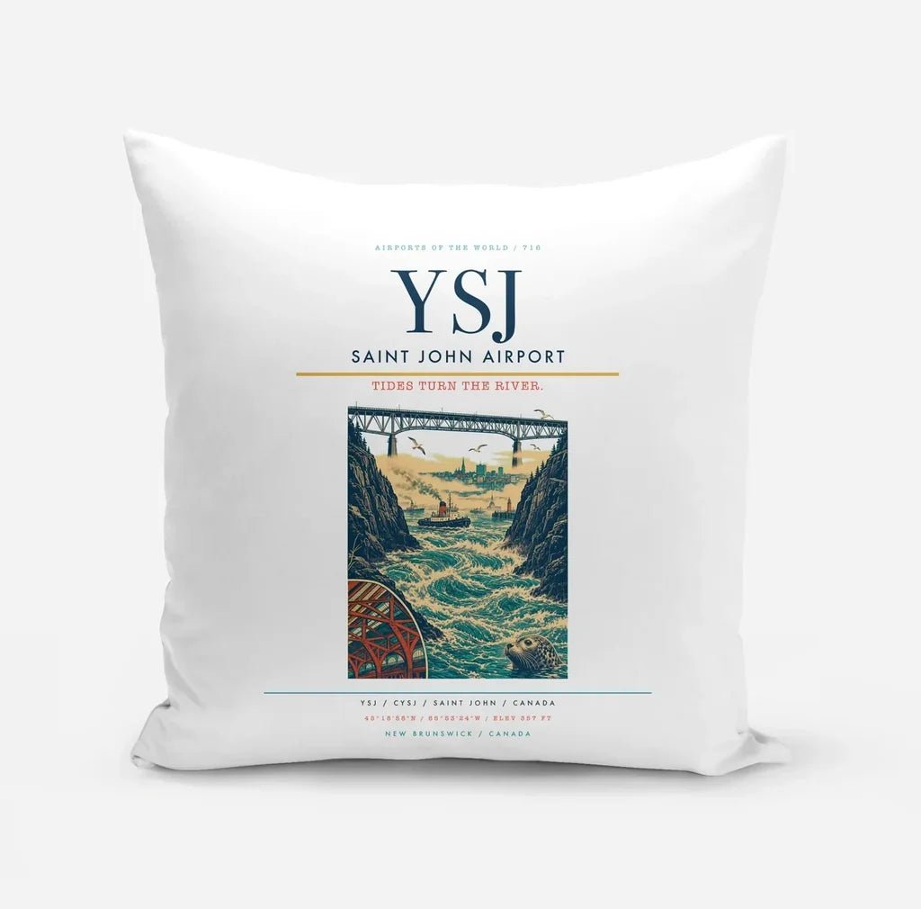Saint John Airport (YSJ) design on white pillow