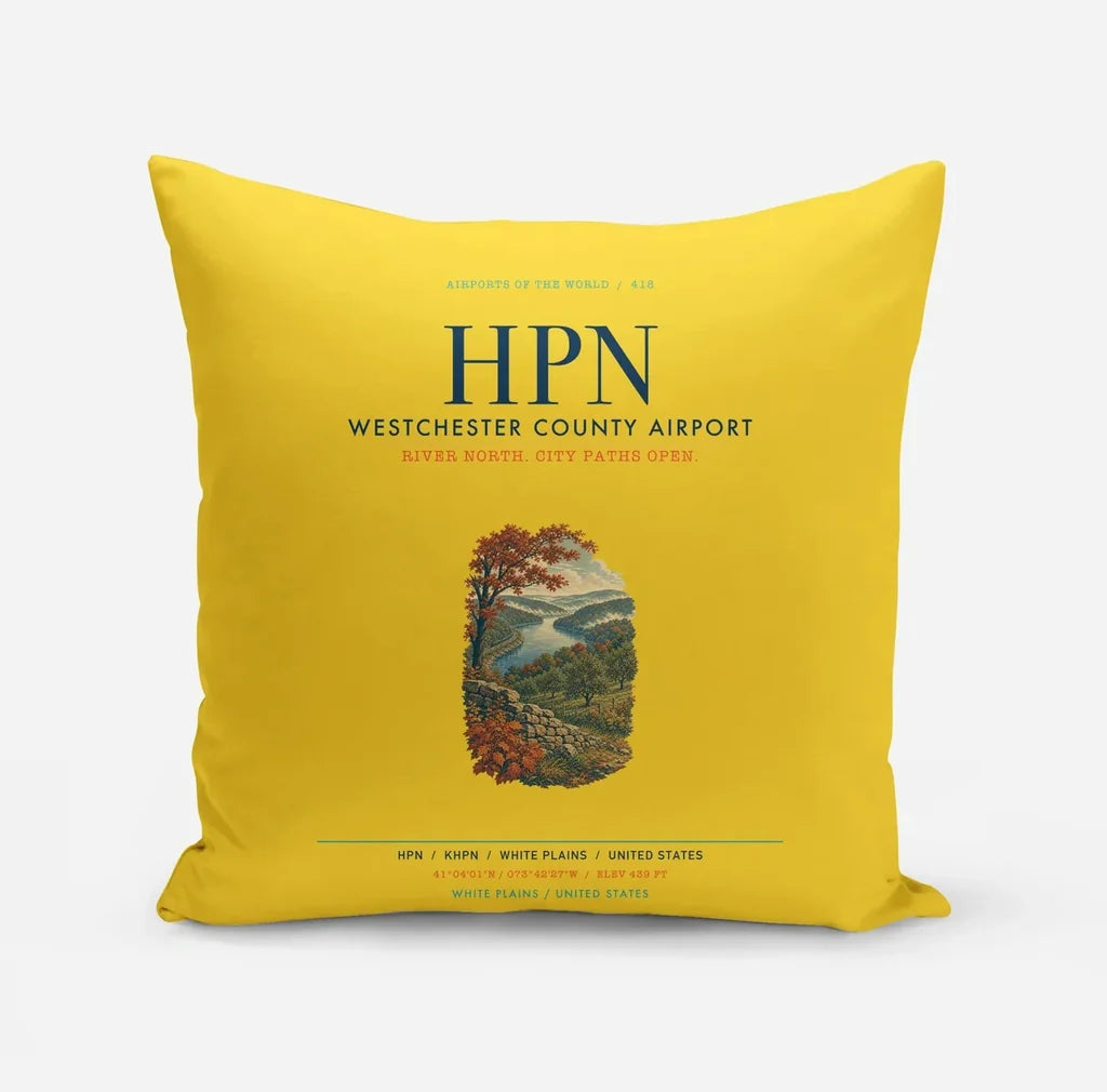 Westchester County Airport (HPN) design on yellow pillow