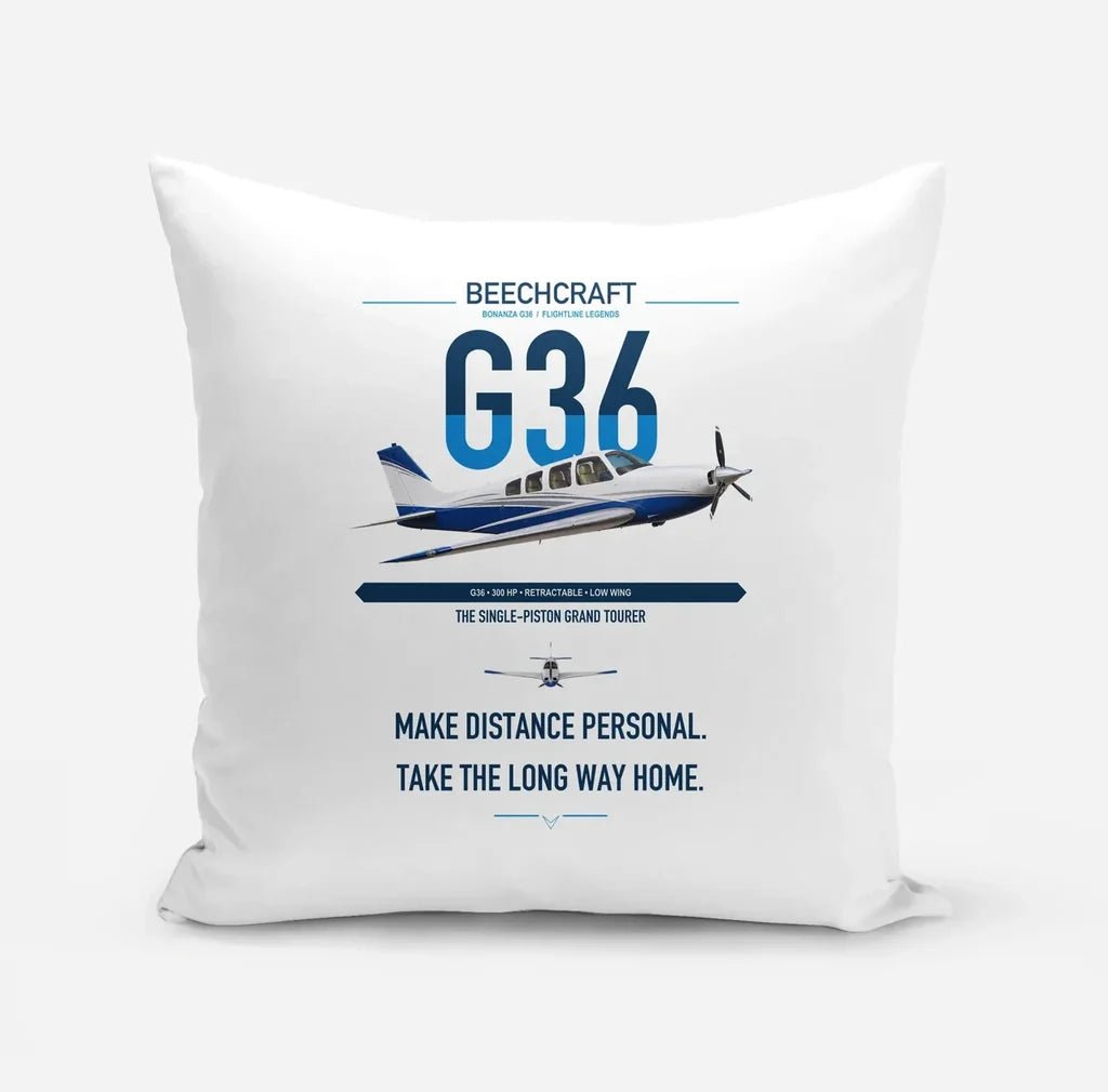 Beechcraft Bonanza G36 design on white pillow