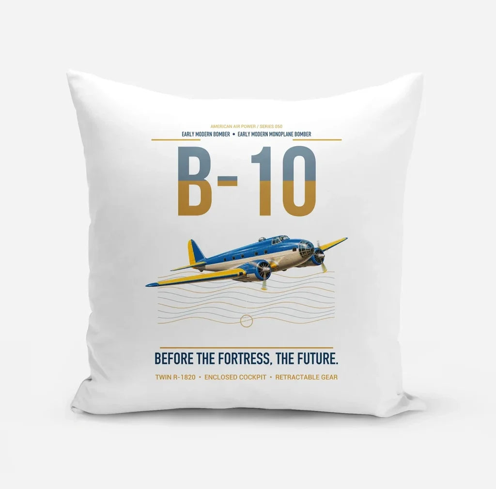 Martin B-10 design on white pillow