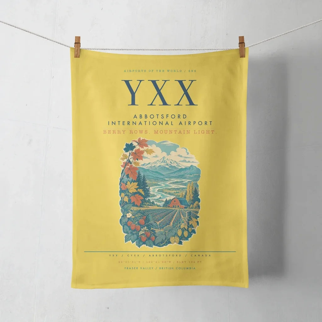 Abbotsford International Airport (YXX) design on yellow towel