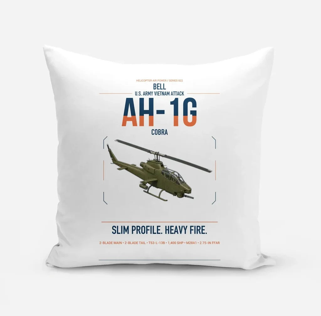 Bell AH-1G Cobra design on white pillow