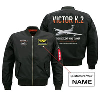 Thumbnail for Handley Page Victor K.2 design on black+name bomber jacket, double-side print