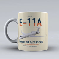 Thumbnail for E-11A BACN design on beige ceramic mug, double-side print