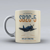 Thumbnail for SB2C-5 Helldiver design on beige ceramic mug, double-side print