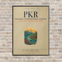 Thumbnail for Pokhara International Airport PKR vertical canvas print - framed - beige background