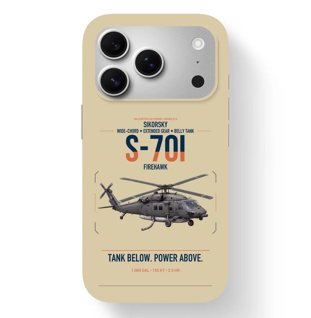 Sikorsky S-70i FIREHAWK design on beige magsafe iphone case, for iPhone 17 Pro