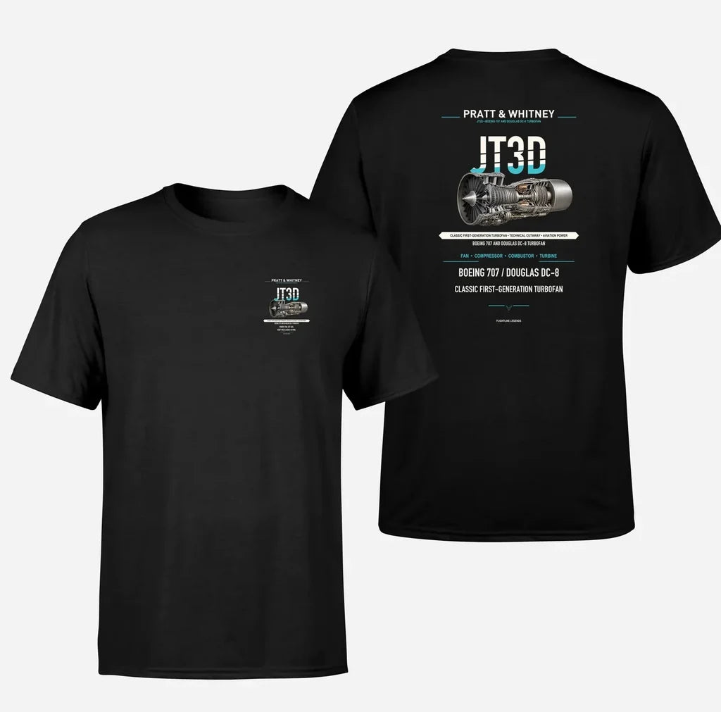 JT3D design on black t shirt