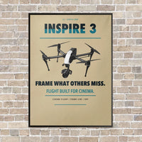 Thumbnail for DJI Inspire 3 vertical canvas print - framed - beige background