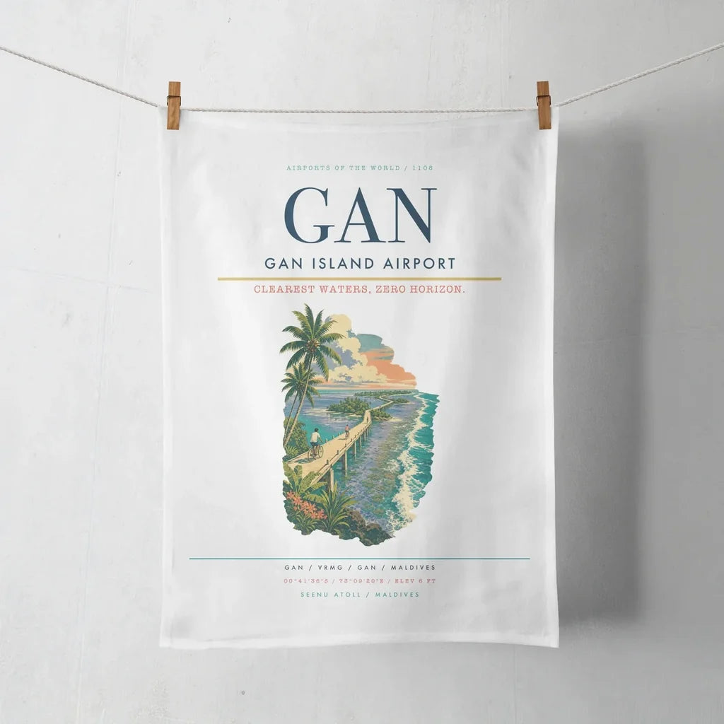 Gan Island Airport (GAN) design on white towel