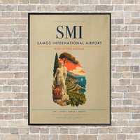 Thumbnail for Samos International Airport SMI vertical canvas print - framed - beige background
