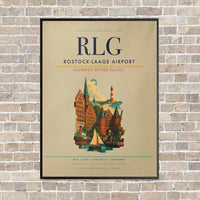 Thumbnail for Rostock-Laage Airport RLG vertical canvas print - framed - beige background