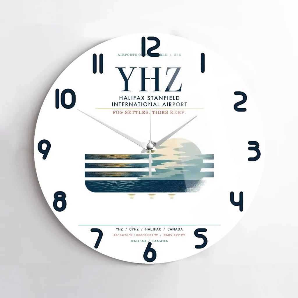 Halifax Stanfield International Airport (YHZ) design on white no frame wall clock