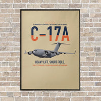 Thumbnail for C-17A Globemaster III vertical canvas print - framed - beige background